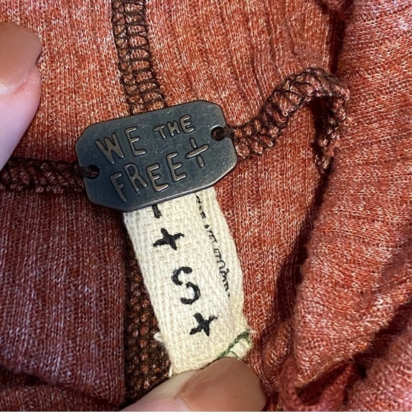 We The Free People Womens Small S Rust Ribbed Raw Hem Oversized Dolman Tunic Top - Picture 4 of 7